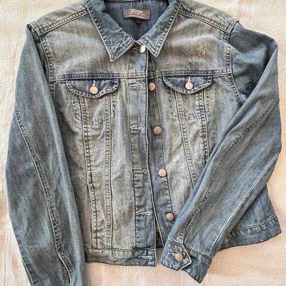 Women's Distressed Blue Jean Jacket Sz 10 Denim by Dorothy Perkins Brand Denim - Picture 4 of 8